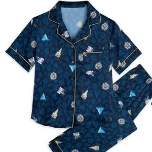 Disney Parks Disneyland Icons Women’s Castle Epcot Satin Pajama Set Adult Size